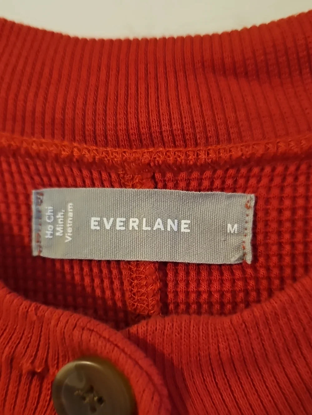 Everlane Waffle Knit Thermal Onesie Pajama Henley Color-Currant Size Medium